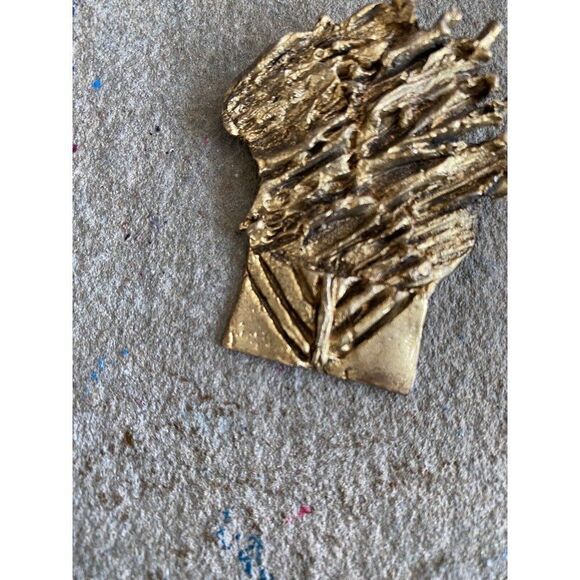 1978 REISINGER Judaica Gold Tone Modernist BURNING BUSH Brooch Pin Retsinger - Picture 3 of 11